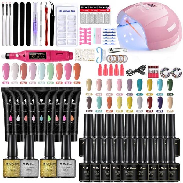 

nail gel mr chem manicure set 18/12/10 colors salon electric drill machine 36w uv led lamp dryer nails art decoration tool uÃ±as, Red;pink