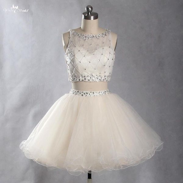 

party dresses lzf058 beading evening 2021 halter two pieces women short gown prom dress, White;black