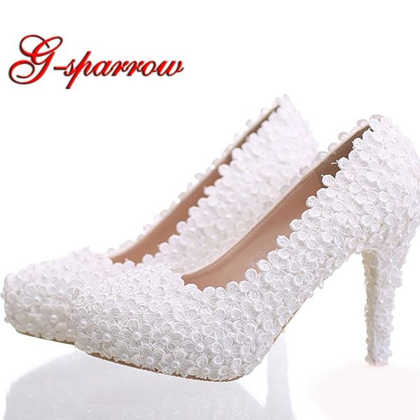 

white lace bridal shoes stiletto heel women shoes beautiful bridesmaid birthday party pumps ceremony, Black