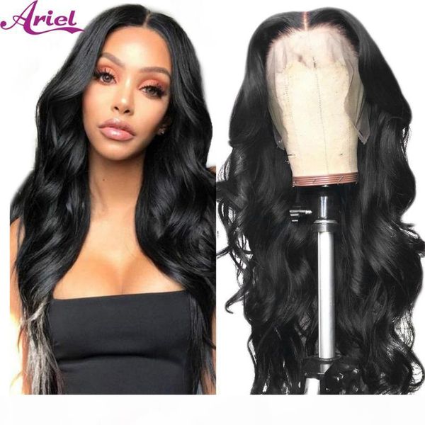 

28 30 32 34 inch brazilian body wave lace closure wigs 13x4 lace front human hair wigs pre plucked remy hair frontal wig, Black;brown