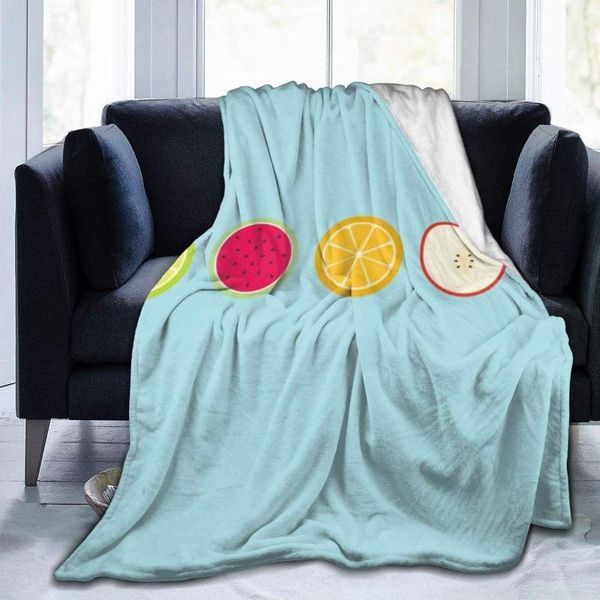 

cute cartoon colorful fruits flannel microfiber blanket warm fuzzy plush towelling coverlet lightweight throw bed covers for bed