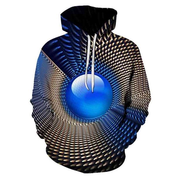

men's 3d blue vertigo fashion personality creative men's sweater, Black