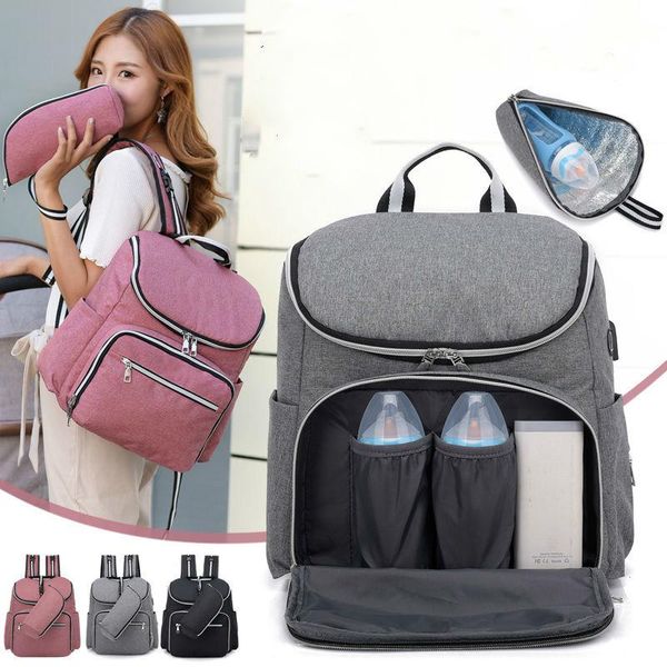 

diaper bags 2021 bag solide maternity baby mummy waterproof usb stroller for care