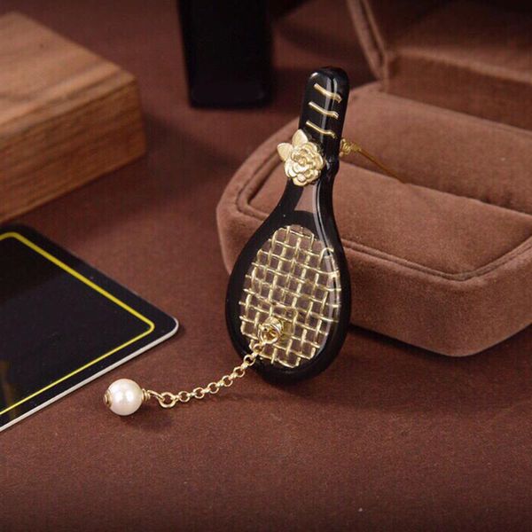 

pins, brooches high fashion fancy crystal resin badminton racket brooch for women girls gift gorgeous fine jewelry bijoux, Gray