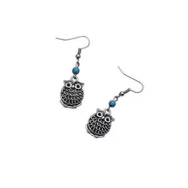 

women's carving owl tibetan silver turquoise dangle chandelier earrings dymtqe072 fashion gift national style women diy earring