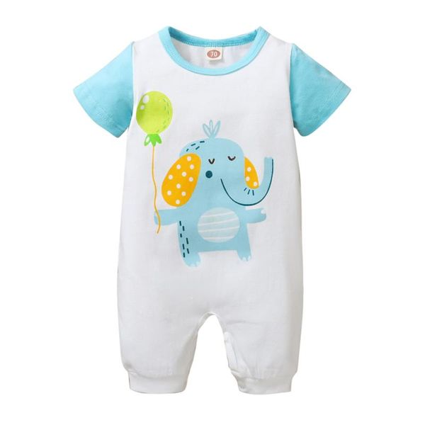 

jumpsuits 3m-18m born infant baby boys girls rompers fashion short sleeve cartoon elephant romper jumpsuit baby's casual clothing, Blue