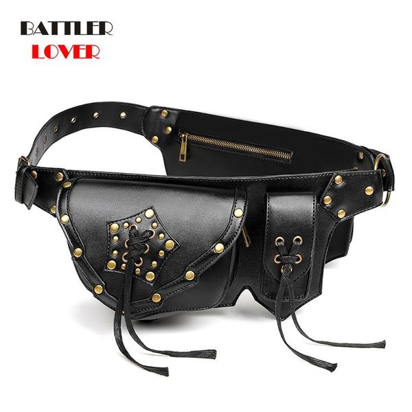 

waist bags gothic motorcycle drop men women steampunk crossbody bag skull hip belt holster travel pack pouch