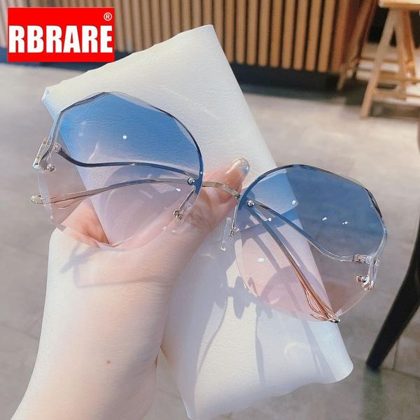 

sunglasses rbrare rimless women large frame uv protection for men gradient shades gafas de sol mujer, White;black
