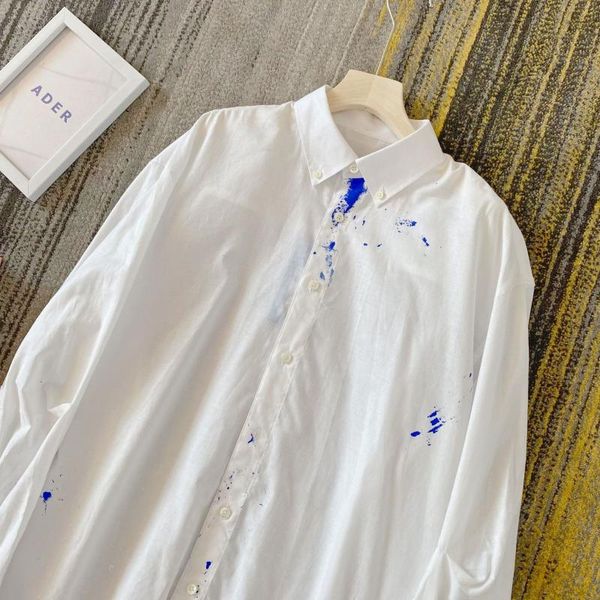 

men's casual shirts men women adererror blouse white oversized lapel ader error shirt random ink paint 1:1 graffiti, White;black