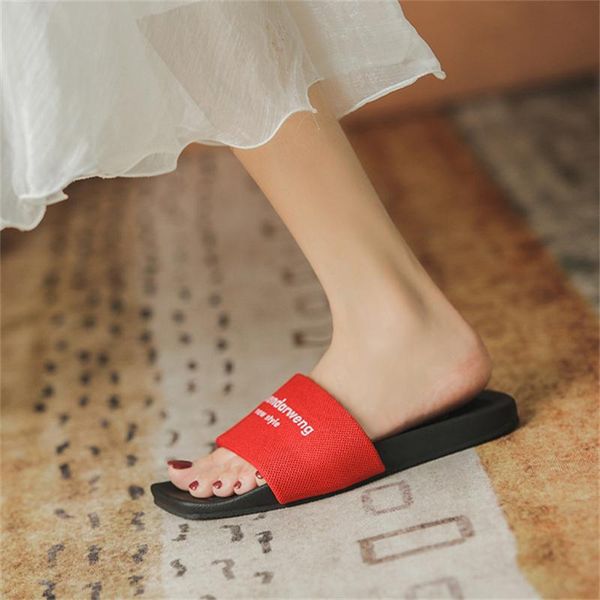 

slippers women's shoes 2021 summer net celebrity fashion flat soft sole all-match external wear sandals and, Black