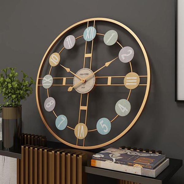 

metal wall clock iron hanging mute clock home round battery powered
