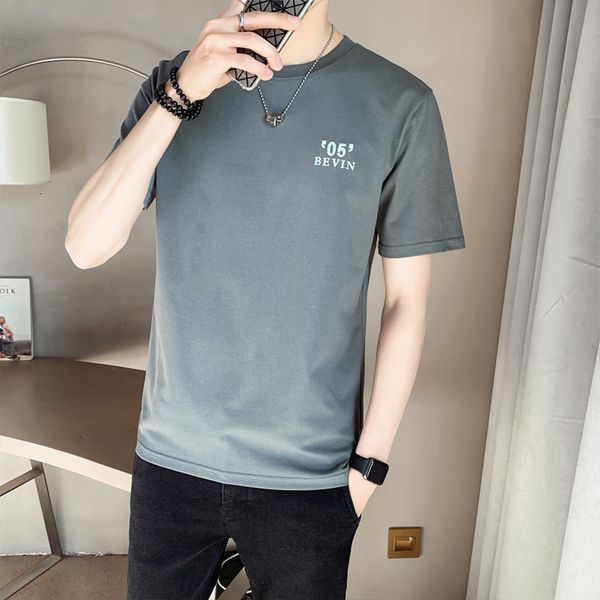 

black/white/gray summer cotton short sleeve t-shirts for men's clothes 2021 simple letter print thin casual fit t-shirt j75r