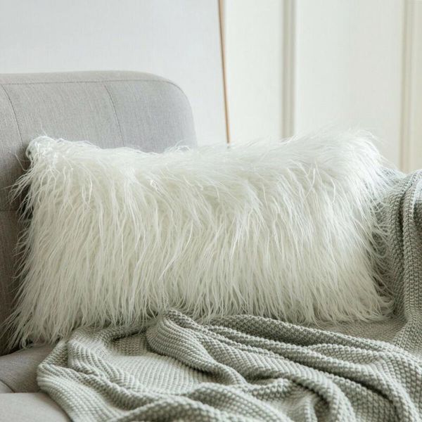 

luxury series plush style faux fur pillow case super soft throw winter warm cushion covers for bedroom sofa seat car 12x20 inch