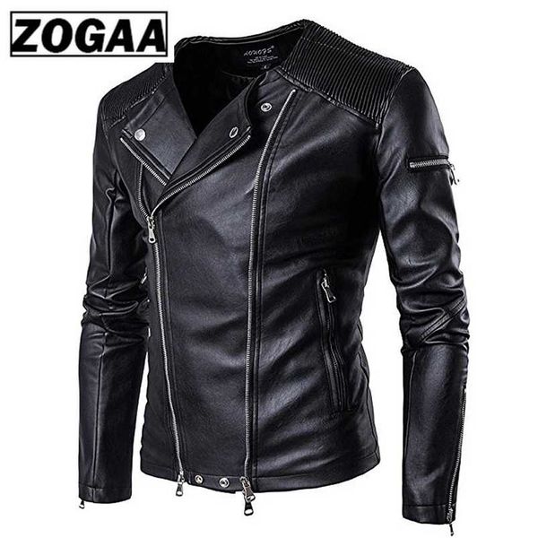 

zogaa men's pu leather jacket men fitness fashion male moto & biker leather jacket 211111, Black