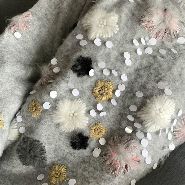 

fairy sequined flowers embroidery sweater wild plush fleece pullovers knitted shirts beaded mink cashmere crop mujer sueter, White;black