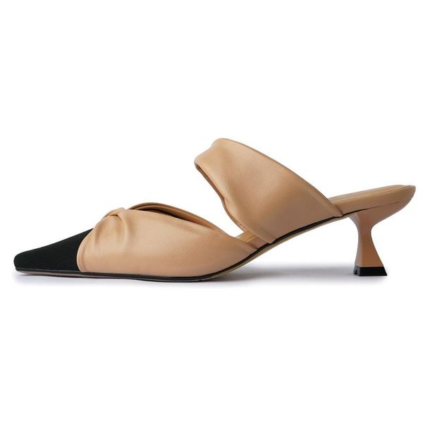 

summer fashion women sandals genuine leather pointed toe thin heels shoes woman dress party casual shoes pumps size 34-39, Black