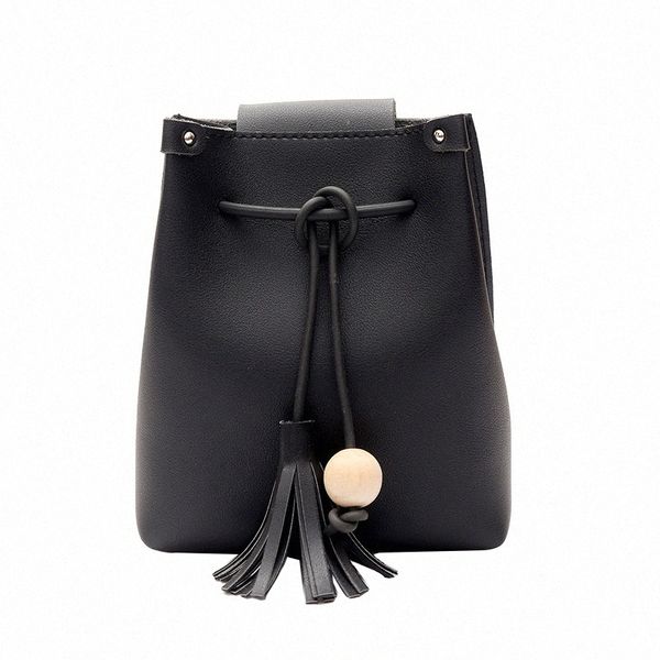 

fashion mini women bucket bag tassel decoration women shoulder bag casual simple crossbody handbags 58ow#