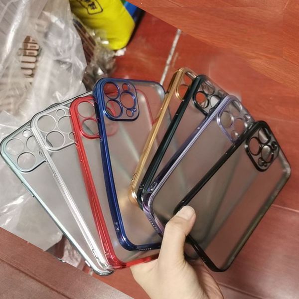 

frosted matte chromed soft tpu cases for iphone 13 pro max mini 12 11 xs xr 8 x 7 6 plus fine hole translucent metallic plating electroplati