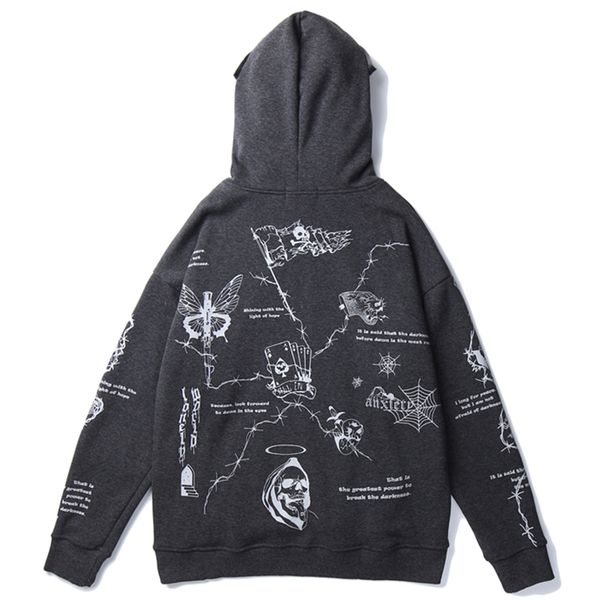 

new skull 2021 graffiti thick mens hooded sweatshirts winter harajuku casual cotton male pullovers hip hop streetwear hoodies black qvoe