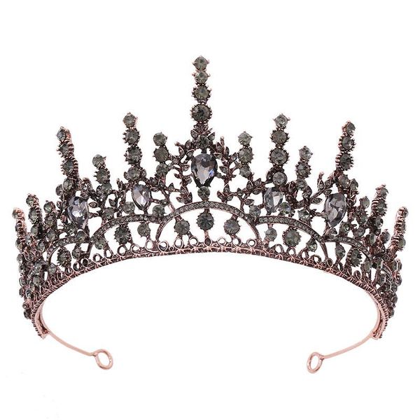 

vintage handmade baroque red copper color alloy tiara crystal rhinestone crown luxury tiara women girls wedding headpeice vl, Golden;silver