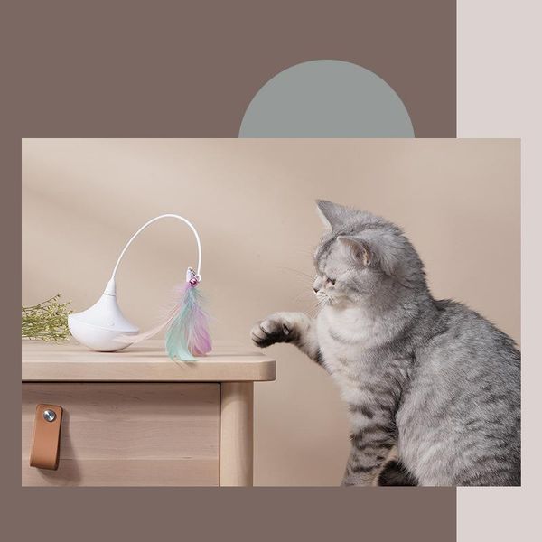 

cat toys rotating wind chimes toy since have funny artifact stick feather bell supplies