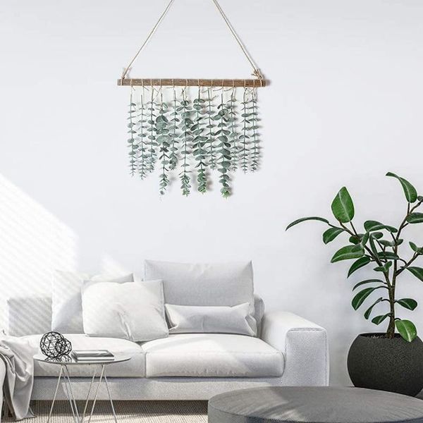 

decorative flowers & wreaths artificial green eucalyptus garland leaves vine silk leaf fake rattan plants ivy wreath wall hanging wedding de