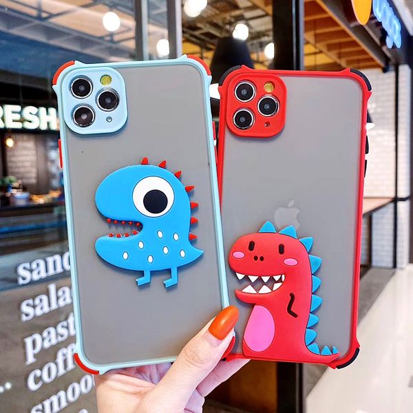 

cute dinosaur translucent bumper matte phone case for iphone 11 case se x xs max 7 8 plus 11 pro camera bumper protection cover
