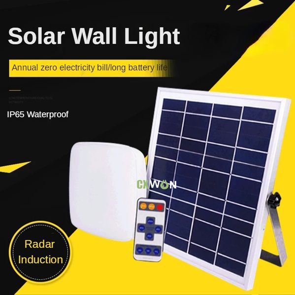 Solar Deckenleuchte 30W 60W mit Fernbedienung LED Wandleuchten Timing Mikrowellensensor Garten Balkon Straßenlaternen