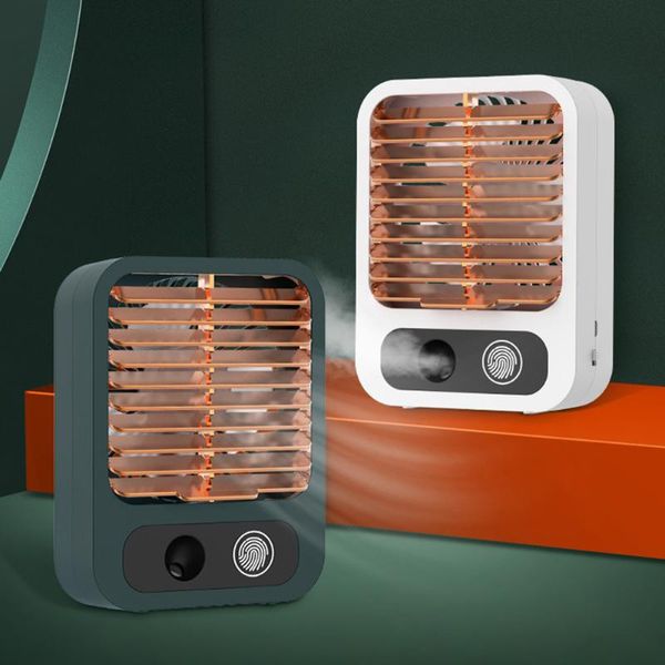 

2 in 1 air humidifier fan handheld small desksummer electric fan usb rechargeable outdoor travel portable cooler radiator