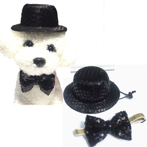 

dog apparel black lovely puppet cat birthday hat bow tie kids children party hats ties dress decor festival supplies