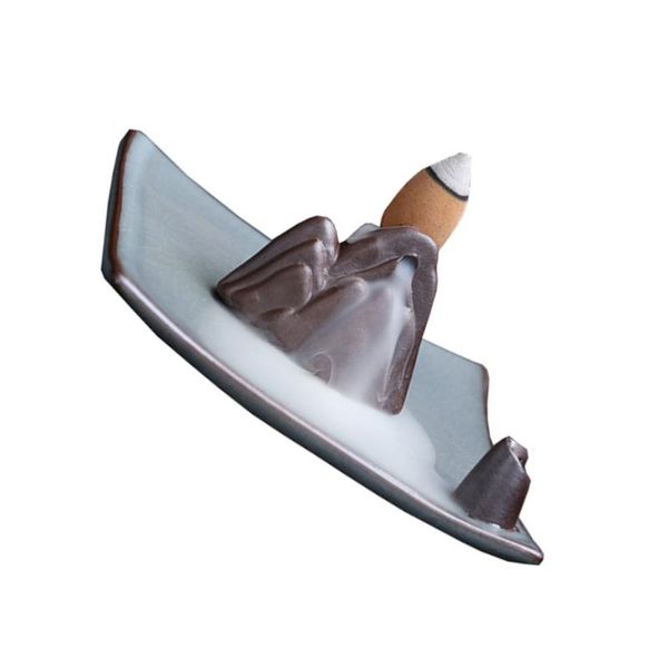 

fragrance lamps 1pc square ceramic backflow censer incense holder (grey)