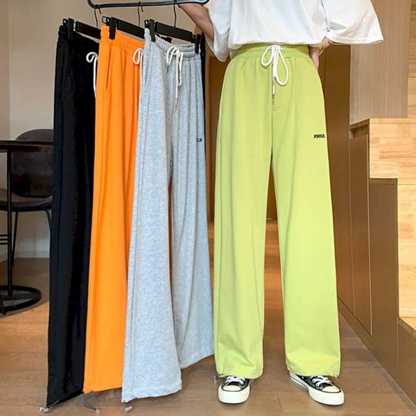 

plus size streetwear women's clothing korean-style capris leggings loose-legged sports with upper waistline thin casual pants 8wtf, Black;white