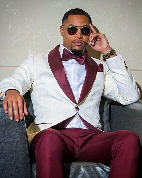 

new style ivory paisley groom tuxedos shawl collar men work business suits 2 pieces wedding prom dinner dress(jacket+pants+tie) w679, Black;gray