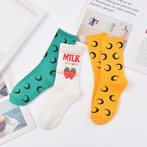 

socks children korean version ins tide spring and summer stockings moon street hip hop skateboard middle tube cotton autumn, Black