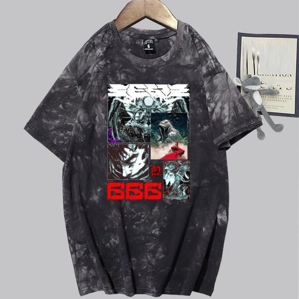 

men's t-shirts berserk fashion o-neck short sleeve tie dye anime male t-shirt autumn, White;black