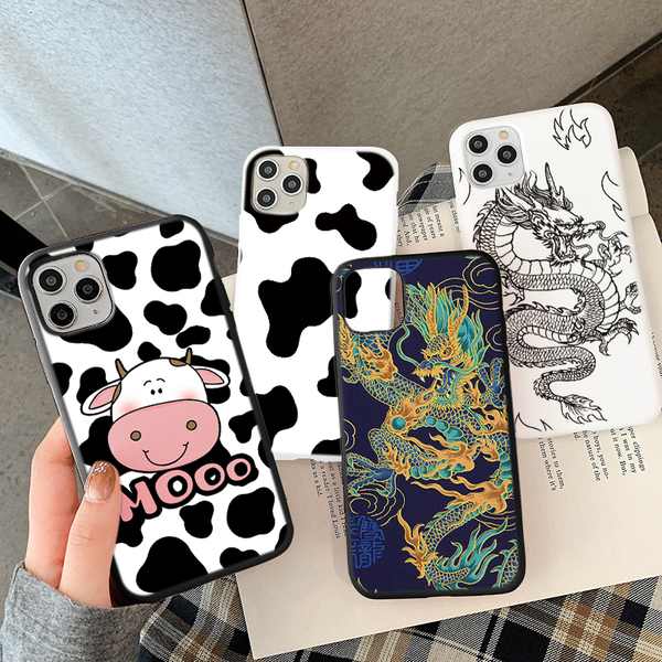 

for iphone 12 11 pro 6 6s 7 8 plus se2 x xr xs max se 2020 cellphone case dragon cover white black