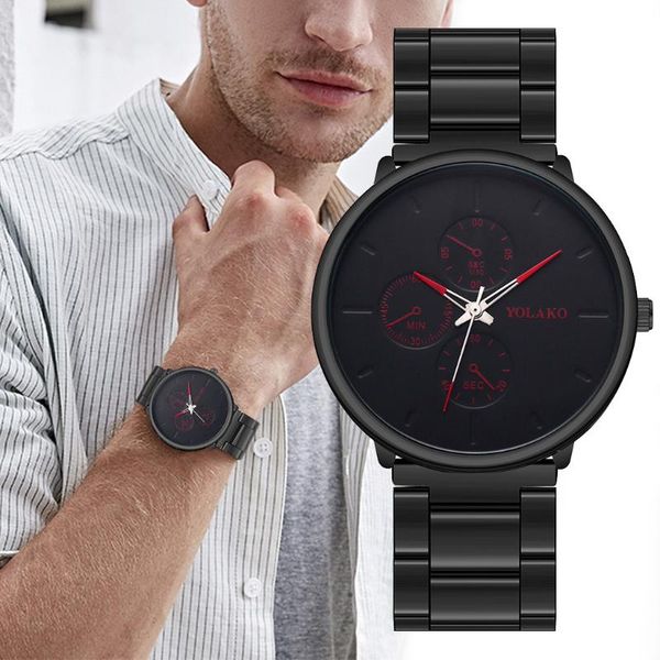 

wristwatches mens watches quartz watch men slim fashionfake three-eye casual relogio masculino @5, Slivery;brown