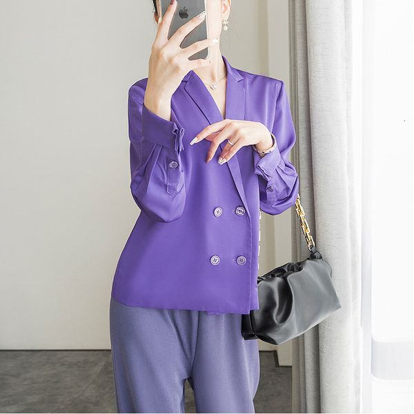 

new arrival fashion spring coat women ol casual temperament acetate double-breasted retro suit satin sun protection loose jacket 4a8v, White;black
