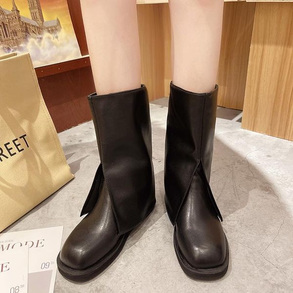

boots est brand women booots autumn winter warm shoes thick heel knee high dress party office woman, Black