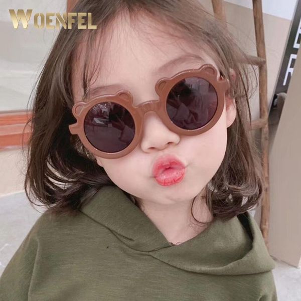

sunglasses woenfel cute kids child vintage fashion retro sun glasses children designer girls boys round bear frame eyewear, Blue