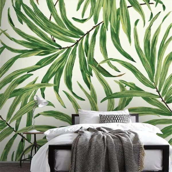 

wallpapers milofi custom 3d wallpaper mural nordic abstract hand-painted tropical rainforest plants living room background wall decoration