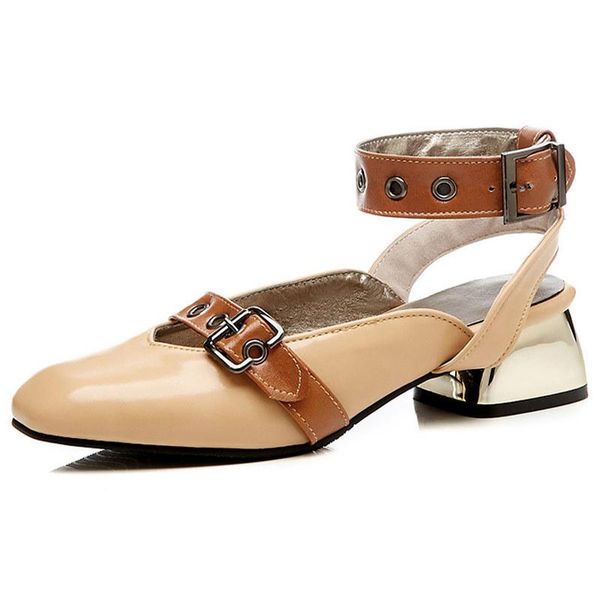 

sandals med medium rubber pu slides hoof heels fabric, Black