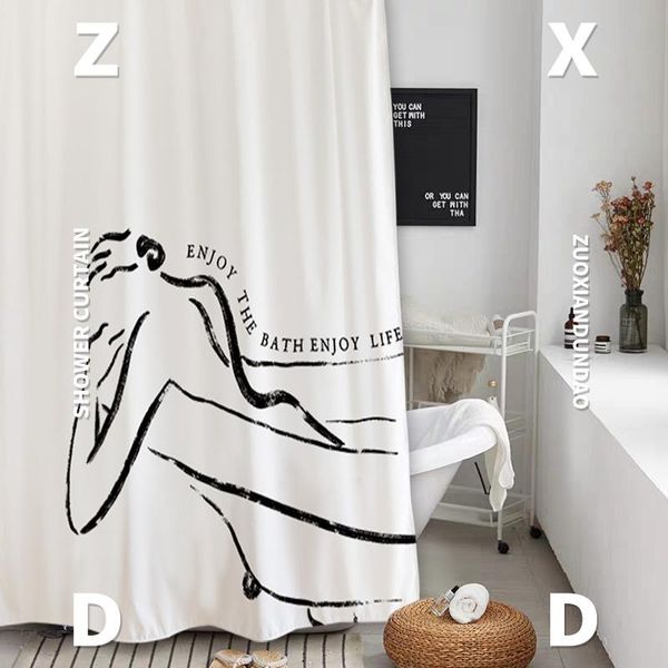 

shower curtains white abstract art curtain simple design set bathroom accessories rideau douche products bj50yl