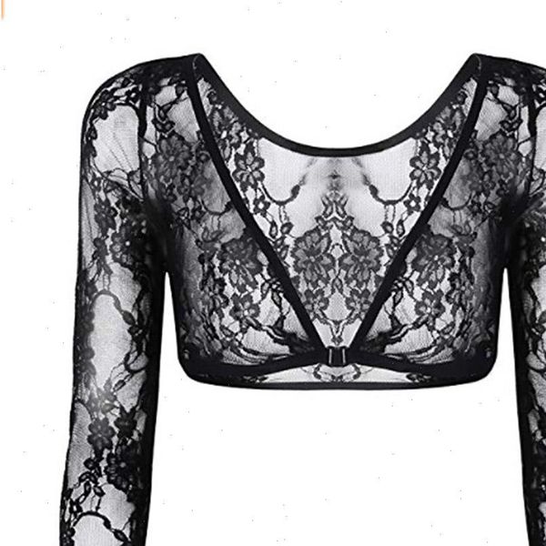 

women clothes long sleeve floral lace vintage dress womens shrug bolero cardigan slim lace jacket see trough, White