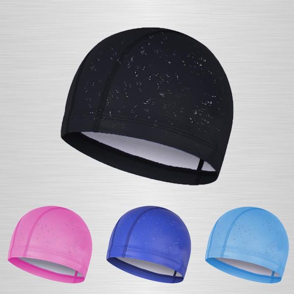 

cycling caps & masks high-end explosion pu swimming cap professional waterproof men and women solid color spring, Black