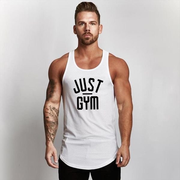 

muscleguys fitness mens mesh sleeveless shirt workout vest bodybuilding stringer tank quick drying gym clothing, White;black
