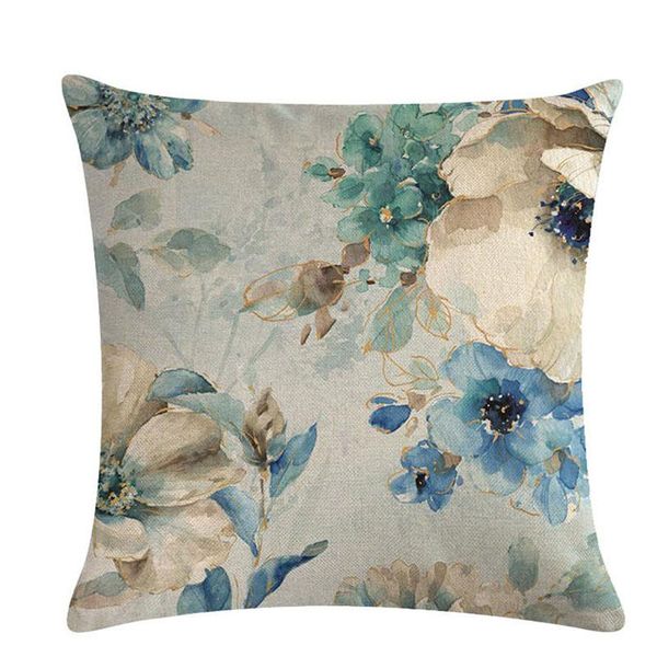 

pillow case 45x45cm blue flower bird series soft linen pillowcase cushions small fresh style dustproof cover household supplies