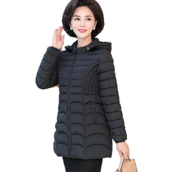 

women's trench coats black color 5xl 6xl winter thick cotton coat women medium-long slim jackets for mother fashion female jacket hoode, Tan;black