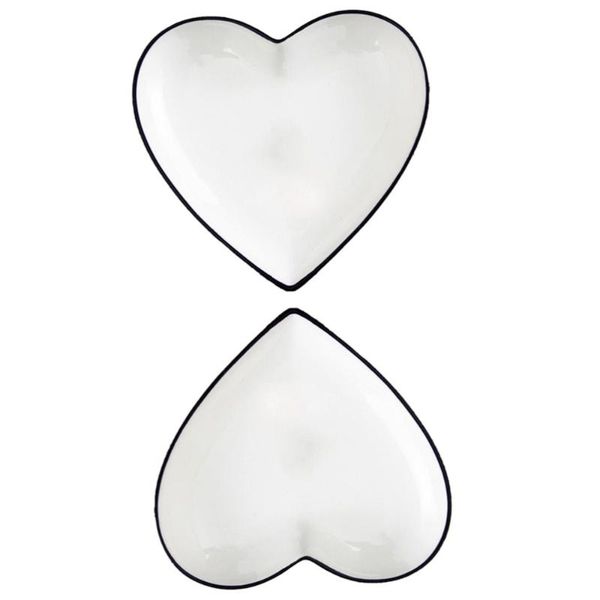 

1 set 2 pcs heart shape ceramic dried fruit bowls desserts fruit storage holders plates (white)