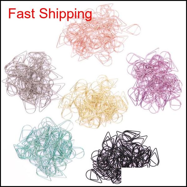 

20pcs/set metal material drop shape paper clips gold silver color funny kawaii bookmark office shool stationery marking clips 8wxdp ybnlj